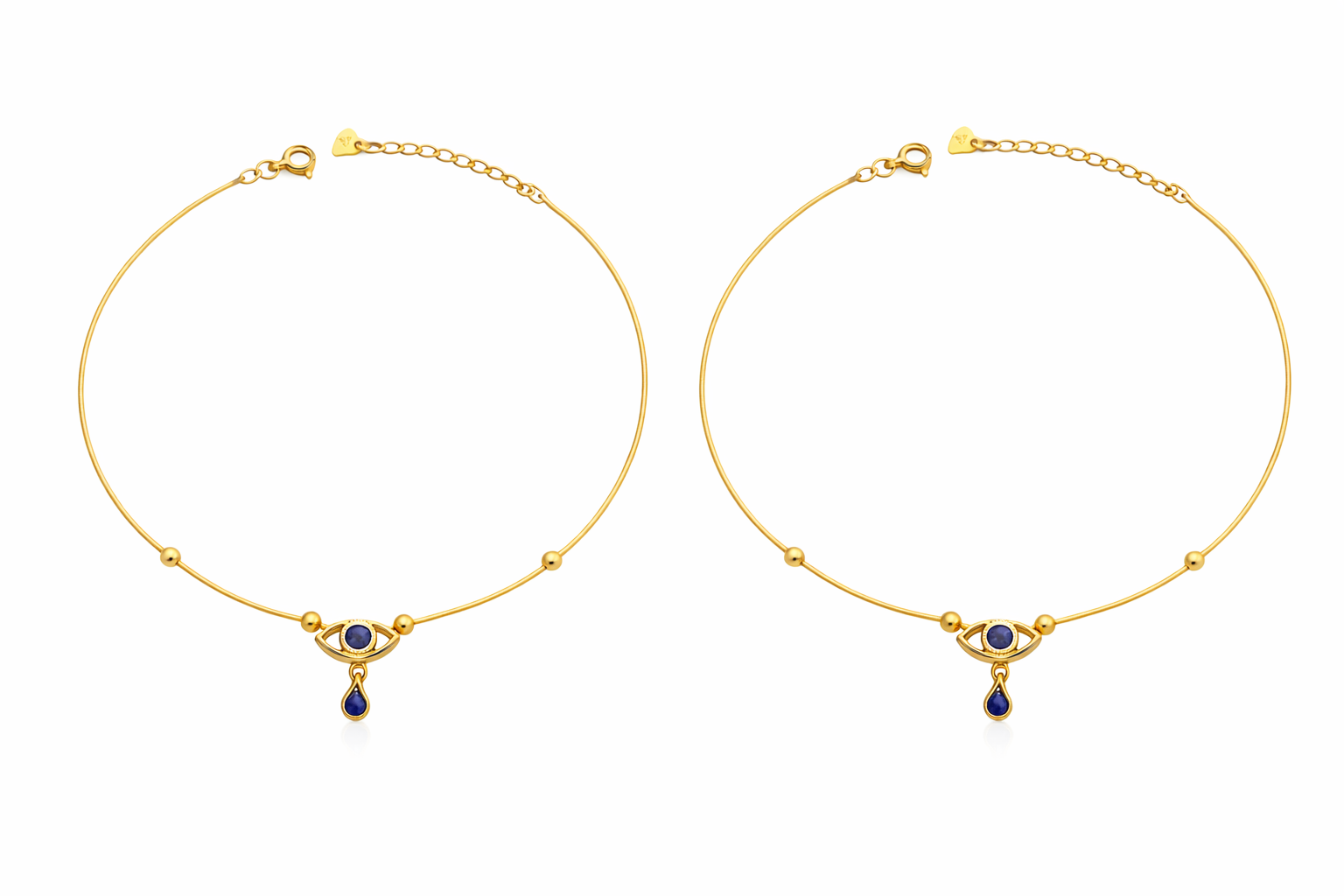 925 Silver Gold Plated Evil Eye Anklets for Women | Anklets for Daily Wear| Perfect gift for Women | Light Weight Anklets for Modern Women.