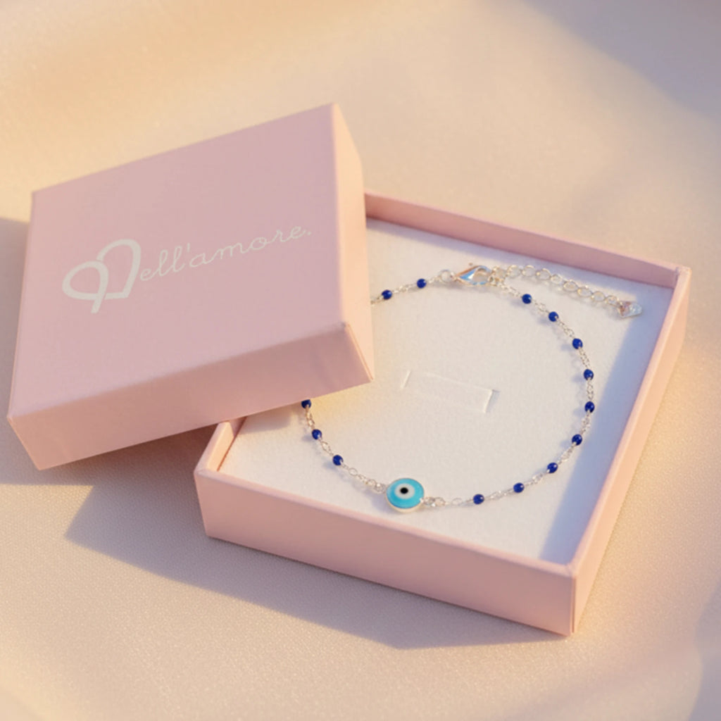925 Sterling Silver Gold Plated Evil Eye & Enamel Beads Anklet| Ideal Gift For Girls & Women| Adjustable And Lightweight Anklet|For Daily Wear And Ocassionally| Hallmark 925 Silver