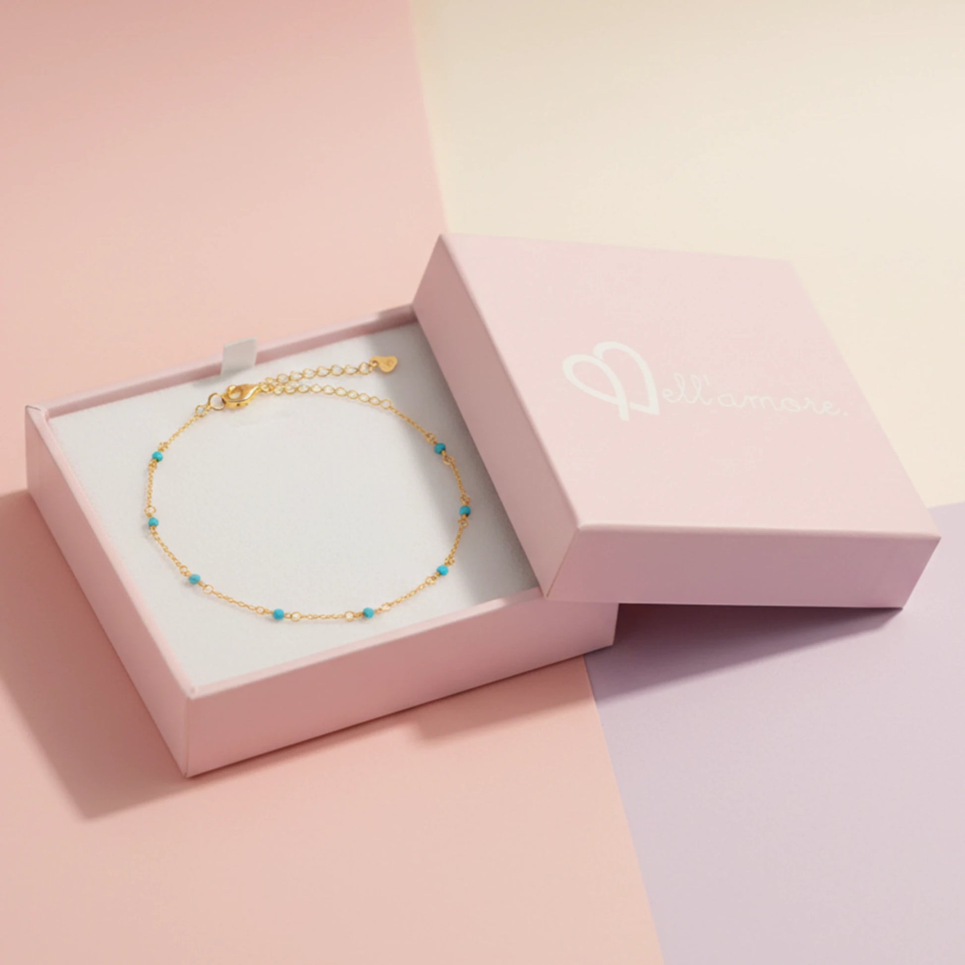 925 Sterling Silver Gold Plated Turquoise Beaded Anklet| Silver Anklet Gift For Women & Girls| Adjustable | Lightweight Silver Anklet | Anklet For Daily Wear| Hallmarked 925 Silver Anklet