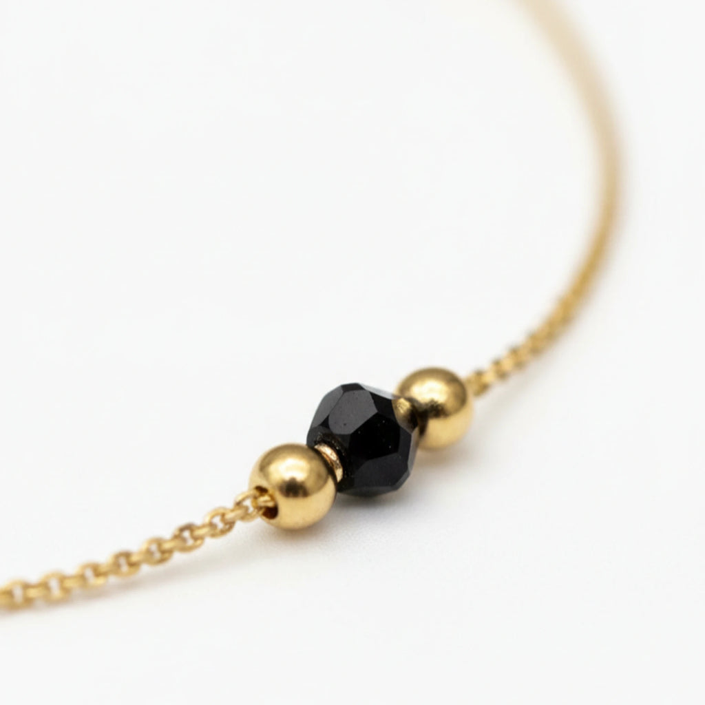 925 Sterling Silver Gold Plated Black Beads Anklet| Ideal Gift For Girls & Women| Adjustable And Lightweight Anklet|For Daily Wear And Ocassionally| Hallmark 925 Silver