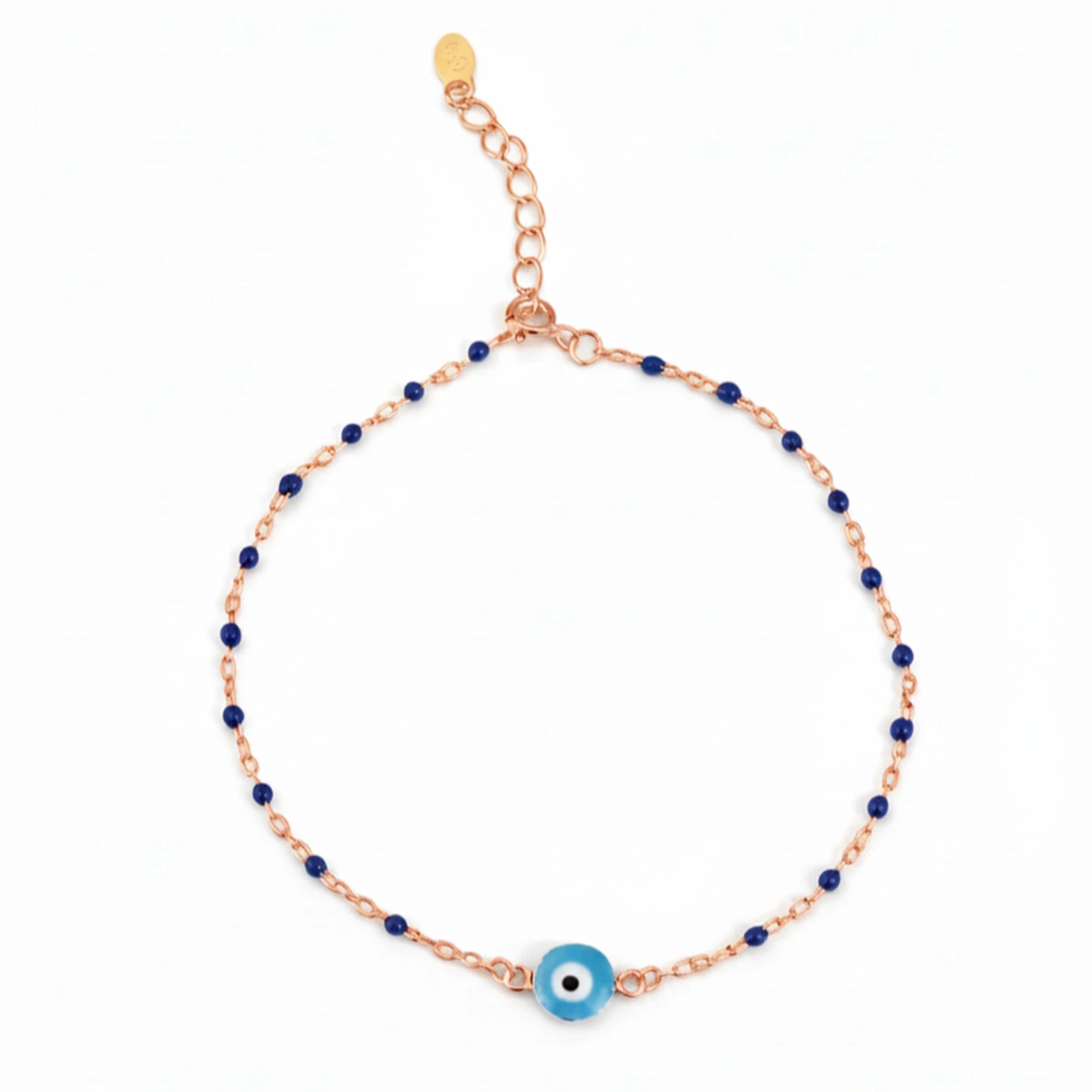 925 Sterling Silver Gold Plated Evil Eye & Enamel Beads Anklet| Ideal Gift For Girls & Women| Adjustable And Lightweight Anklet|For Daily Wear And Ocassionally| Hallmark 925 Silver