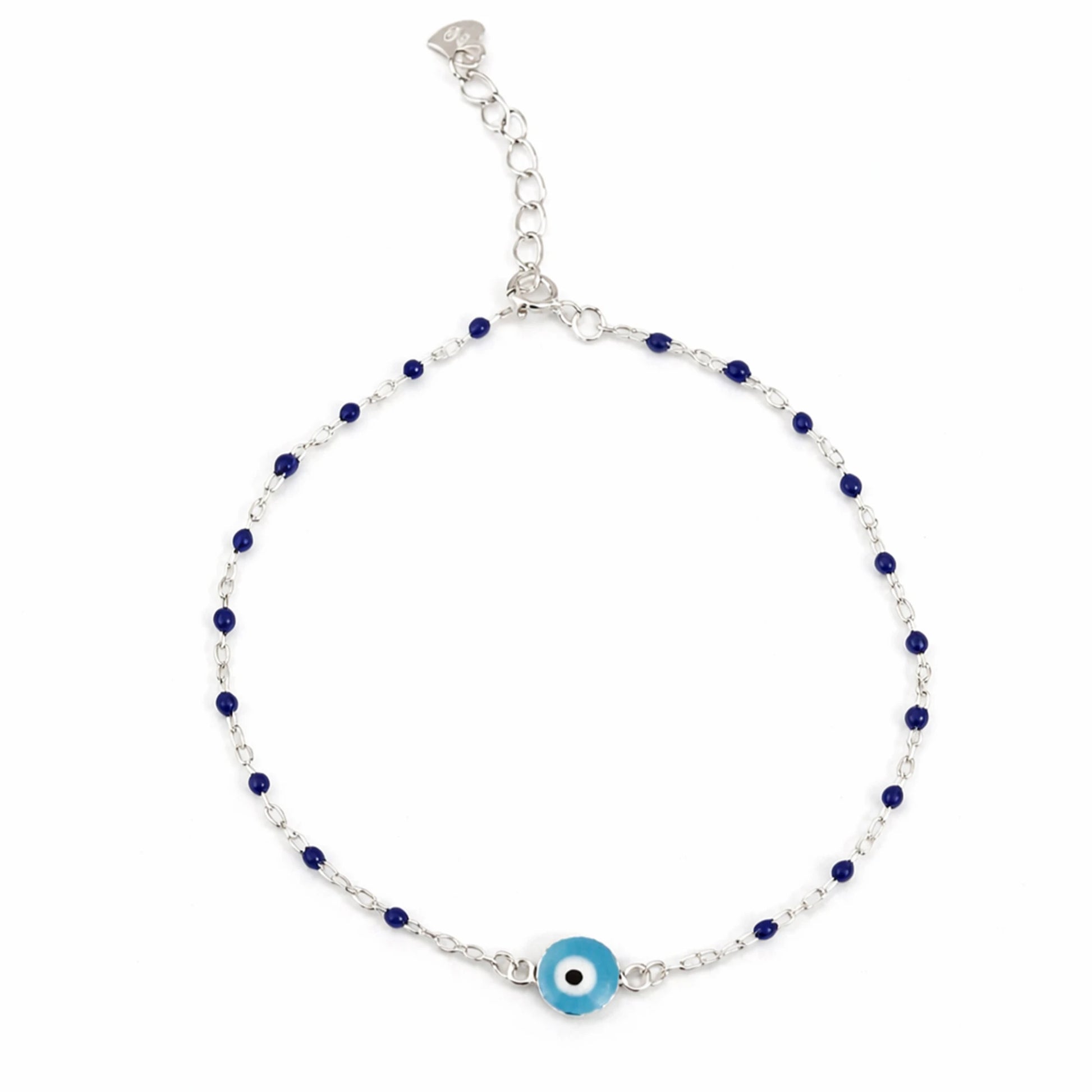 925 Sterling Silver Gold Plated Evil Eye & Enamel Beads Anklet| Ideal Gift For Girls & Women| Adjustable And Lightweight Anklet|For Daily Wear And Ocassionally| Hallmark 925 Silver
