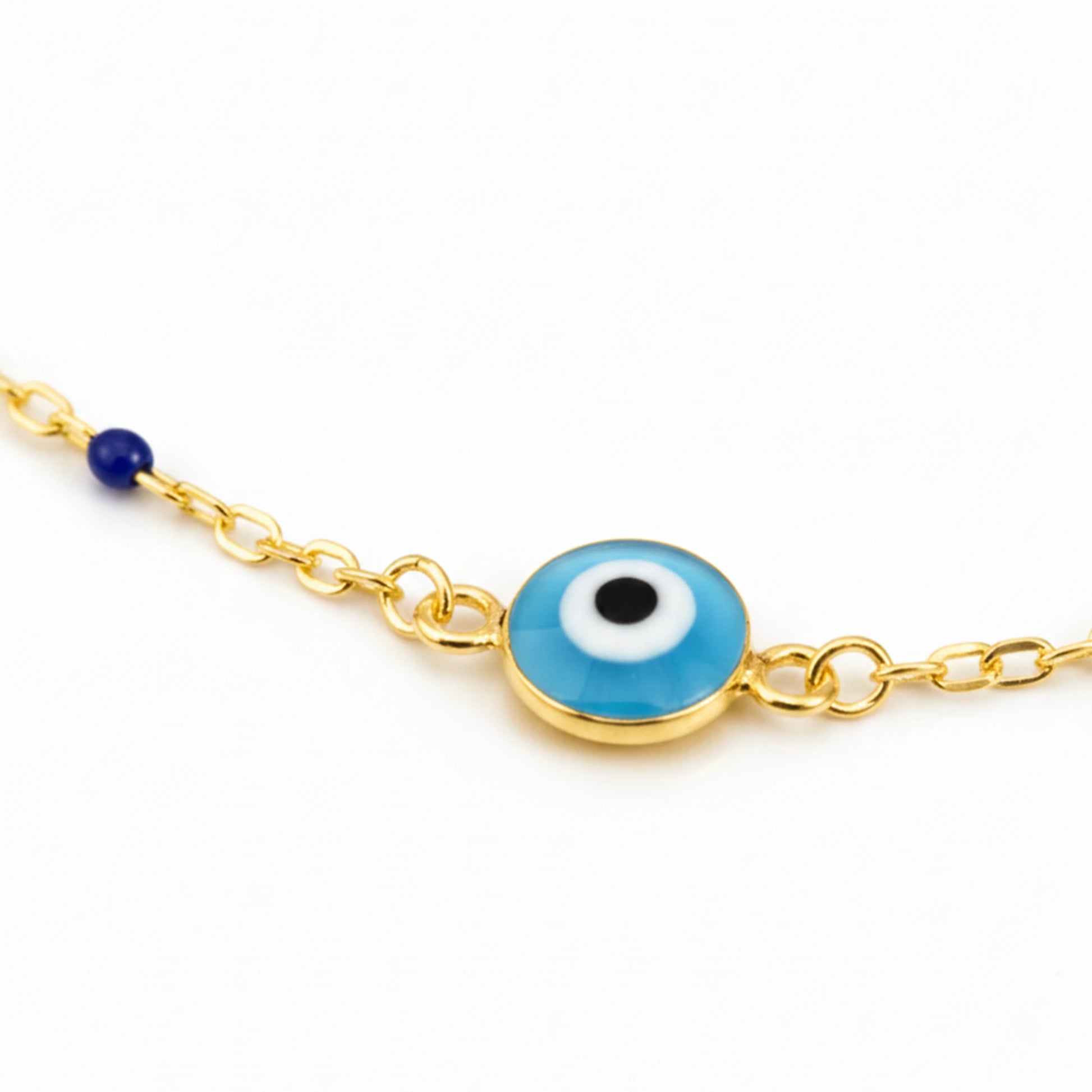 925 Sterling Silver Gold Plated Evil Eye & Enamel Beads Anklet| Ideal Gift For Girls & Women| Adjustable And Lightweight Anklet|For Daily Wear And Ocassionally| Hallmark 925 Silver