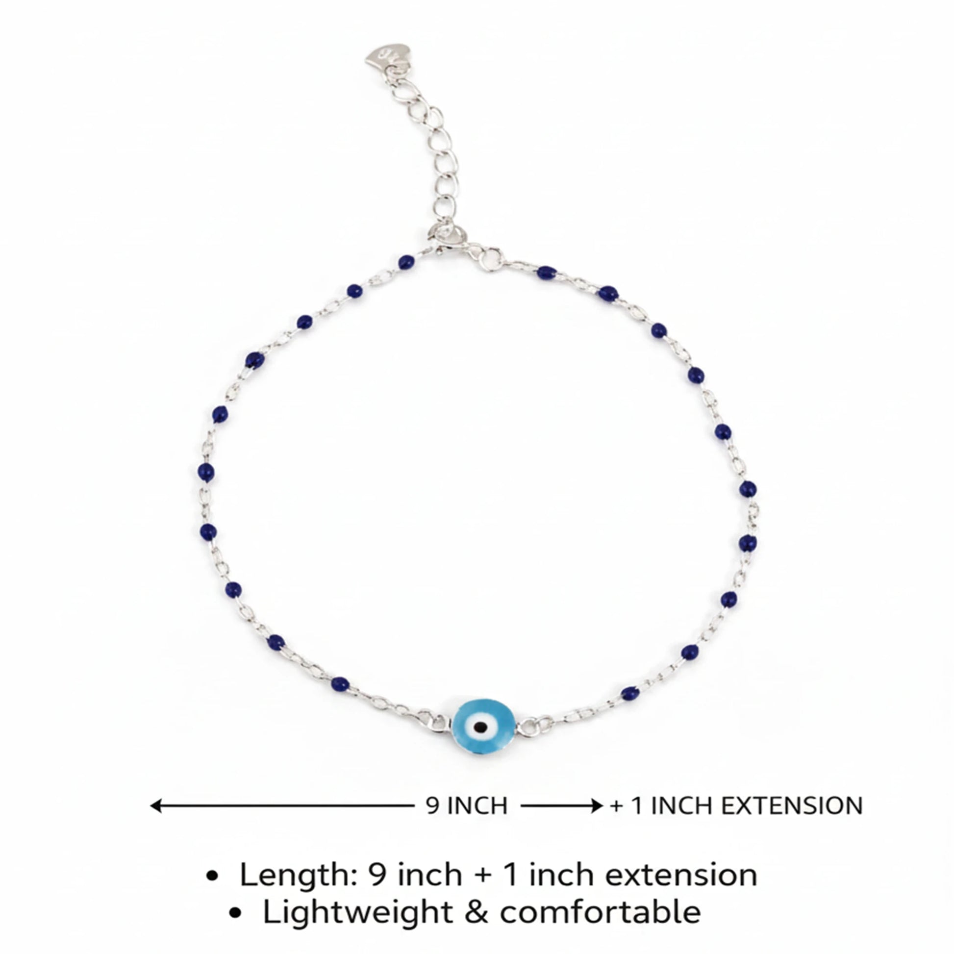 925 Sterling Silver Gold Plated Evil Eye & Enamel Beads Anklet| Ideal Gift For Girls & Women| Adjustable And Lightweight Anklet|For Daily Wear And Ocassionally| Hallmark 925 Silver