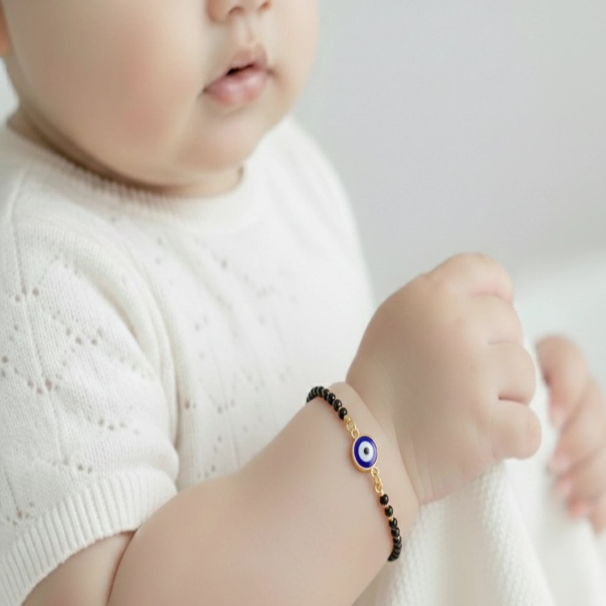 925 Sterling Silver Gold Plated Baby Nazariya with Evil Eye Charm| | Ideal Gift For 0 To 5 Years Old |  New Born Baby Gift | Birthday Gift | 925 Hallmark, Unisex Baby, One Size