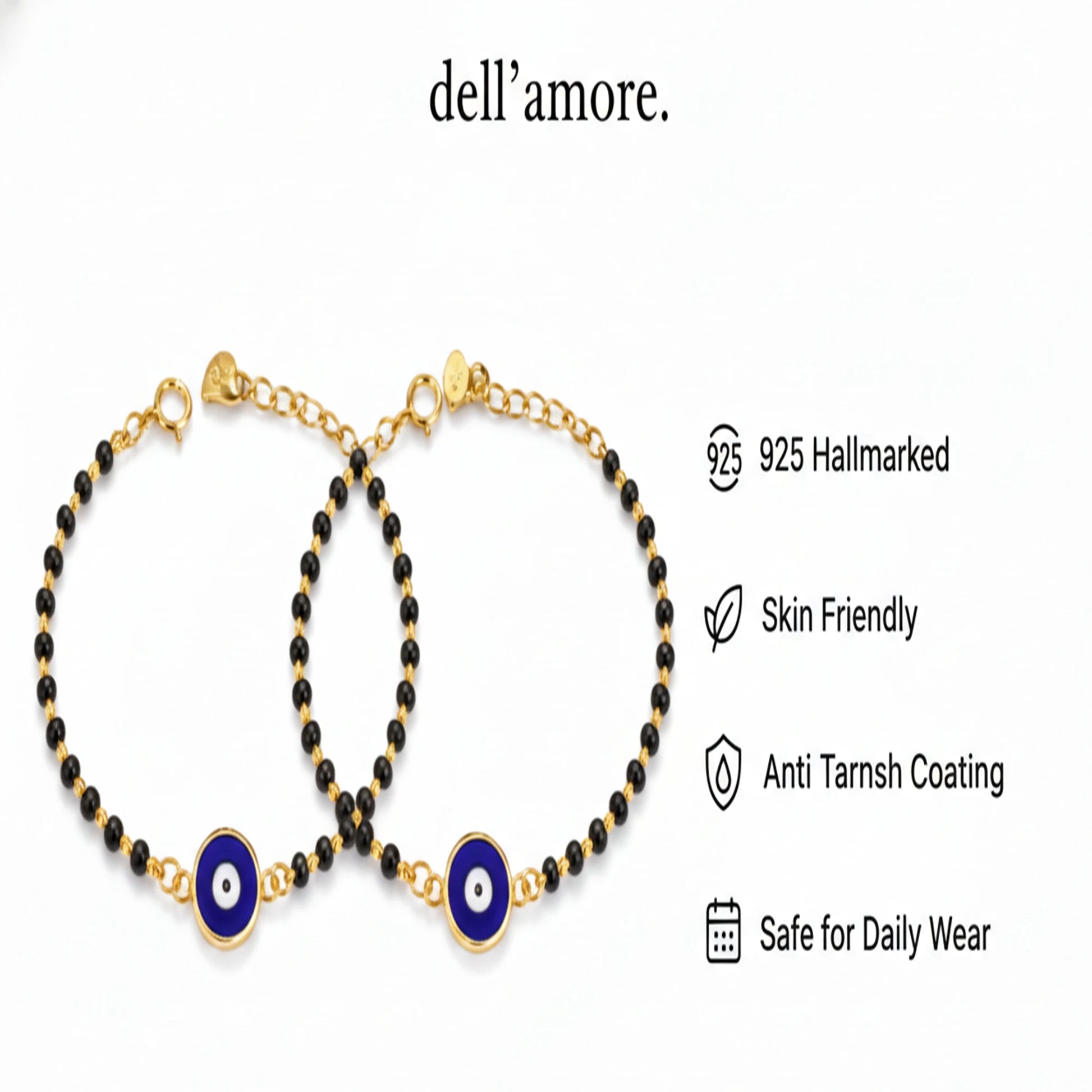 925 Sterling Silver Gold Plated Baby Nazariya with Evil Eye Charm| | Ideal Gift For 0 To 5 Years Old |  New Born Baby Gift | Birthday Gift | 925 Hallmark, Unisex Baby, One Size