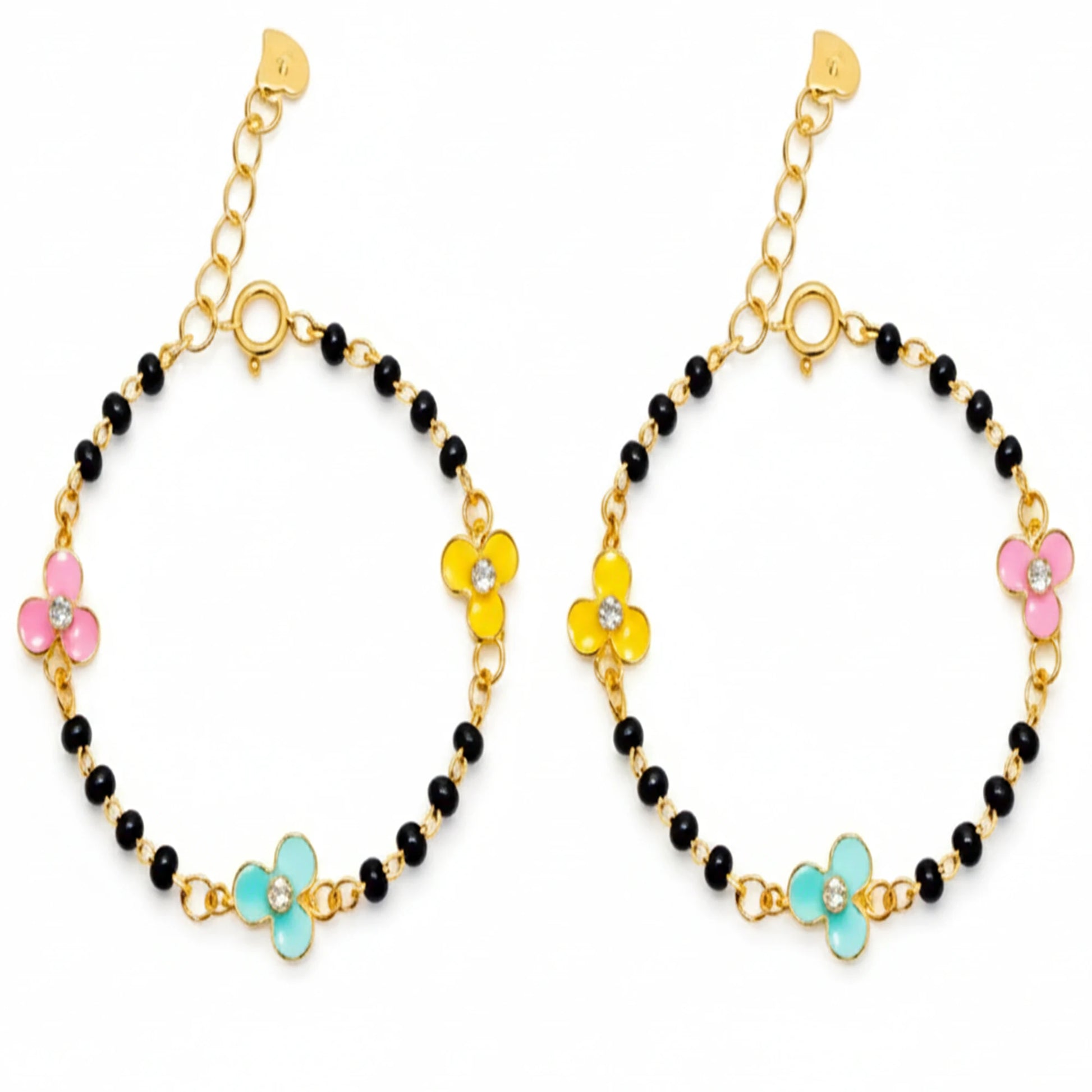 925 Sterling Silver Gold Plated Baby Nazariya With Enamel Flower Charm | Ideal Gift For 0 To 5 Years Old |  New Born Baby Gift | Birthday Gift | 925 Hallmark, Baby Girl , One Size