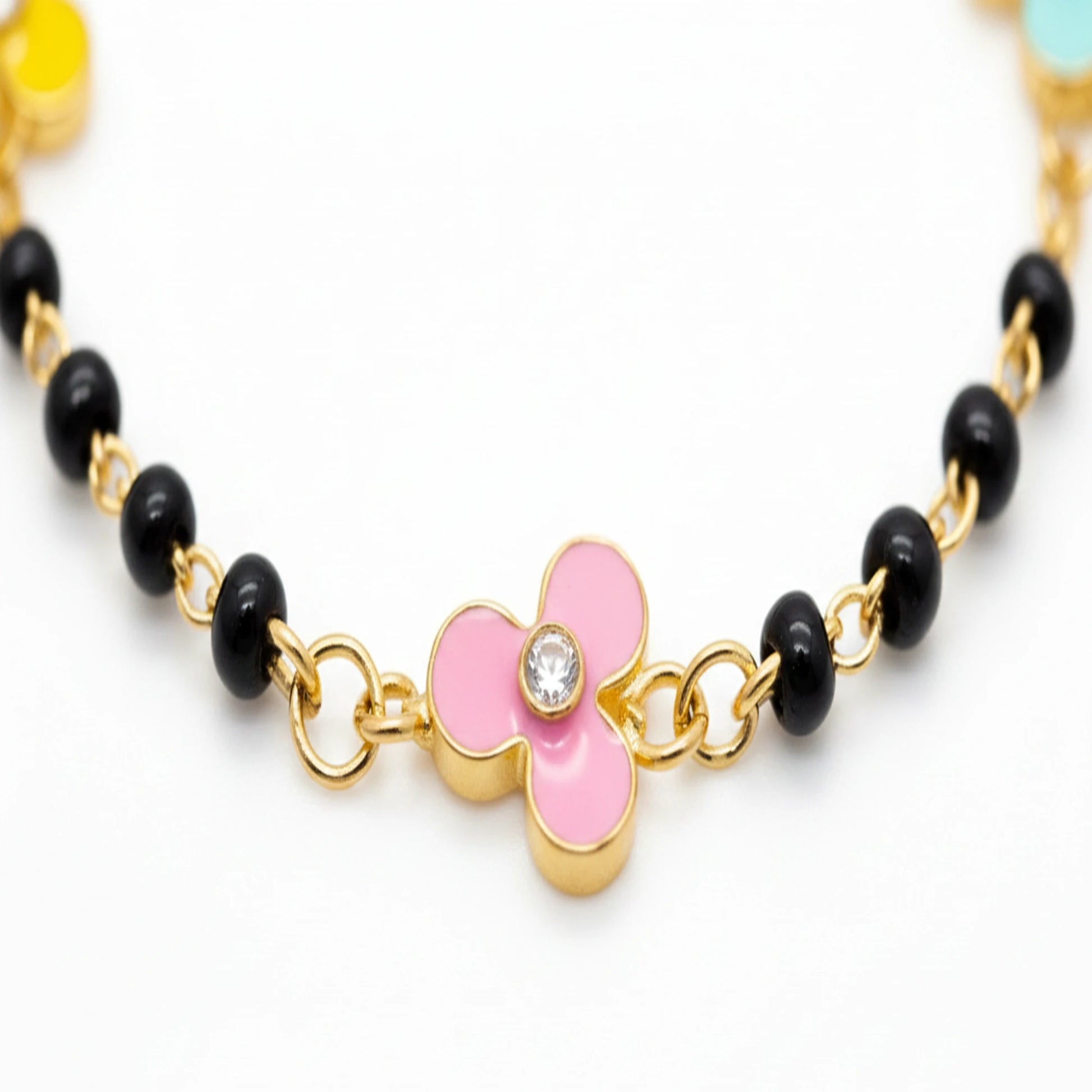 925 Sterling Silver Gold Plated Baby Nazariya With Enamel Flower Charm | Ideal Gift For 0 To 5 Years Old |  New Born Baby Gift | Birthday Gift | 925 Hallmark, Baby Girl , One Size