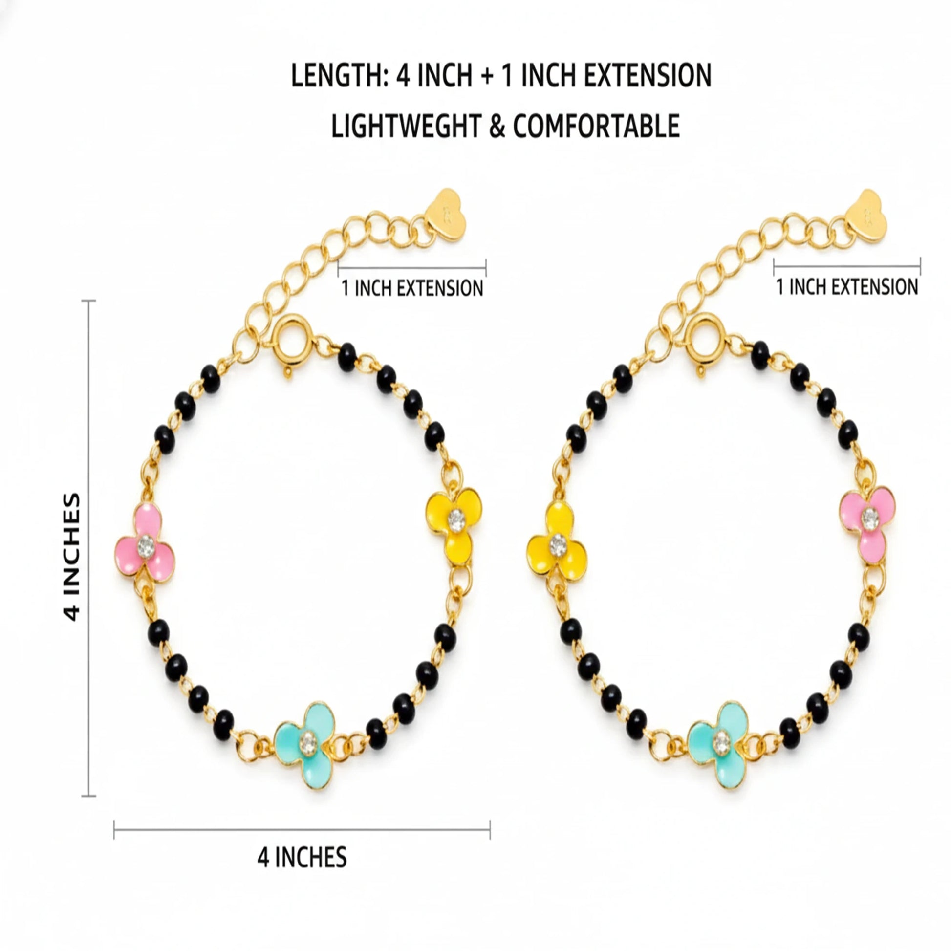 925 Sterling Silver Gold Plated Baby Nazariya With Enamel Flower Charm | Ideal Gift For 0 To 5 Years Old |  New Born Baby Gift | Birthday Gift | 925 Hallmark, Baby Girl , One Size