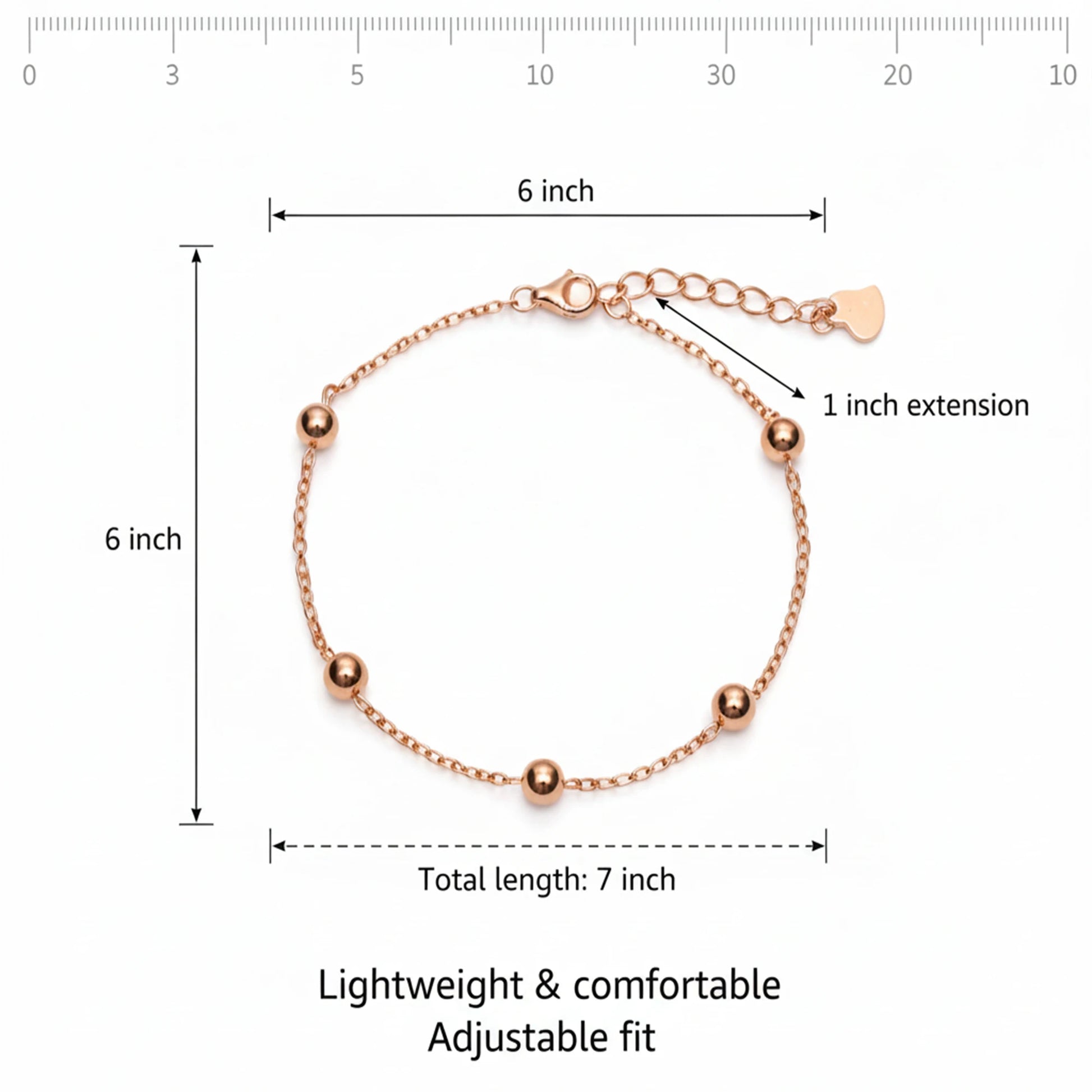 925 Sterling Silver Rose Plated Ball Bracelet| Ideal Gift For Girls & Women| Trendy Silver Bracelet| Adjustable & Lightweight| Hallmark 925 Silver