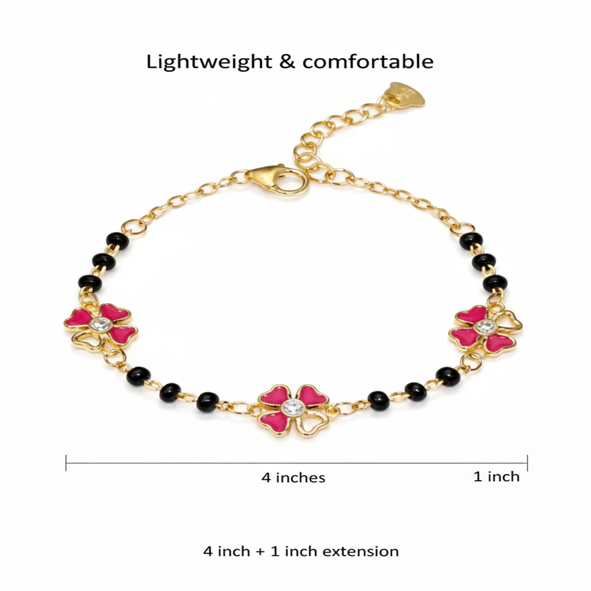 925 Sterling Silver Gold Plated Enamel Flower Charm Bracelet| Ideal Gift For Girls & Women| Trendy Silver Bracelet| Adjustable & Lightweight| Hallmark 925 Silver