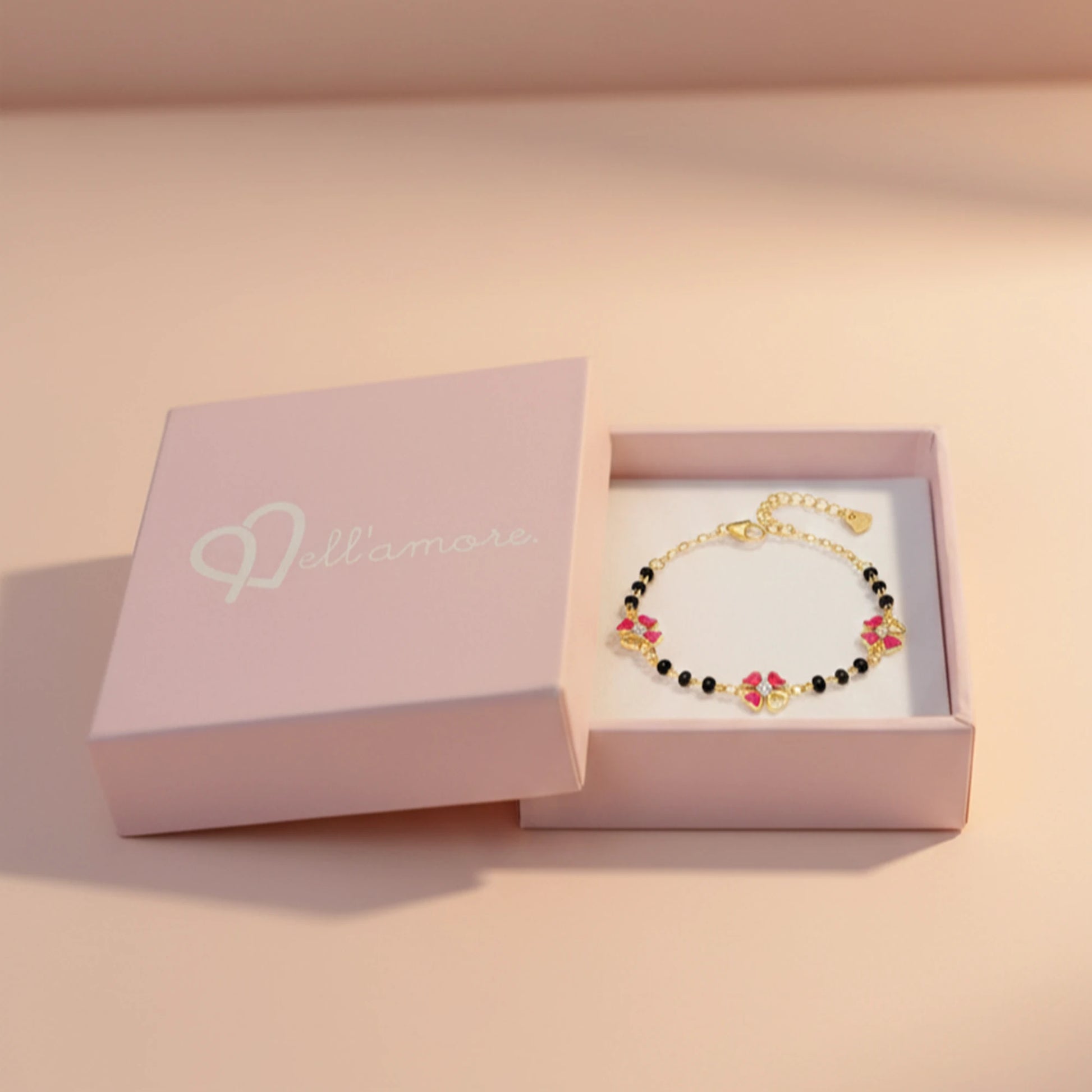 925 Sterling Silver Gold Plated Enamel Flower Charm Bracelet| Ideal Gift For Girls & Women| Trendy Silver Bracelet| Adjustable & Lightweight| Hallmark 925 Silver