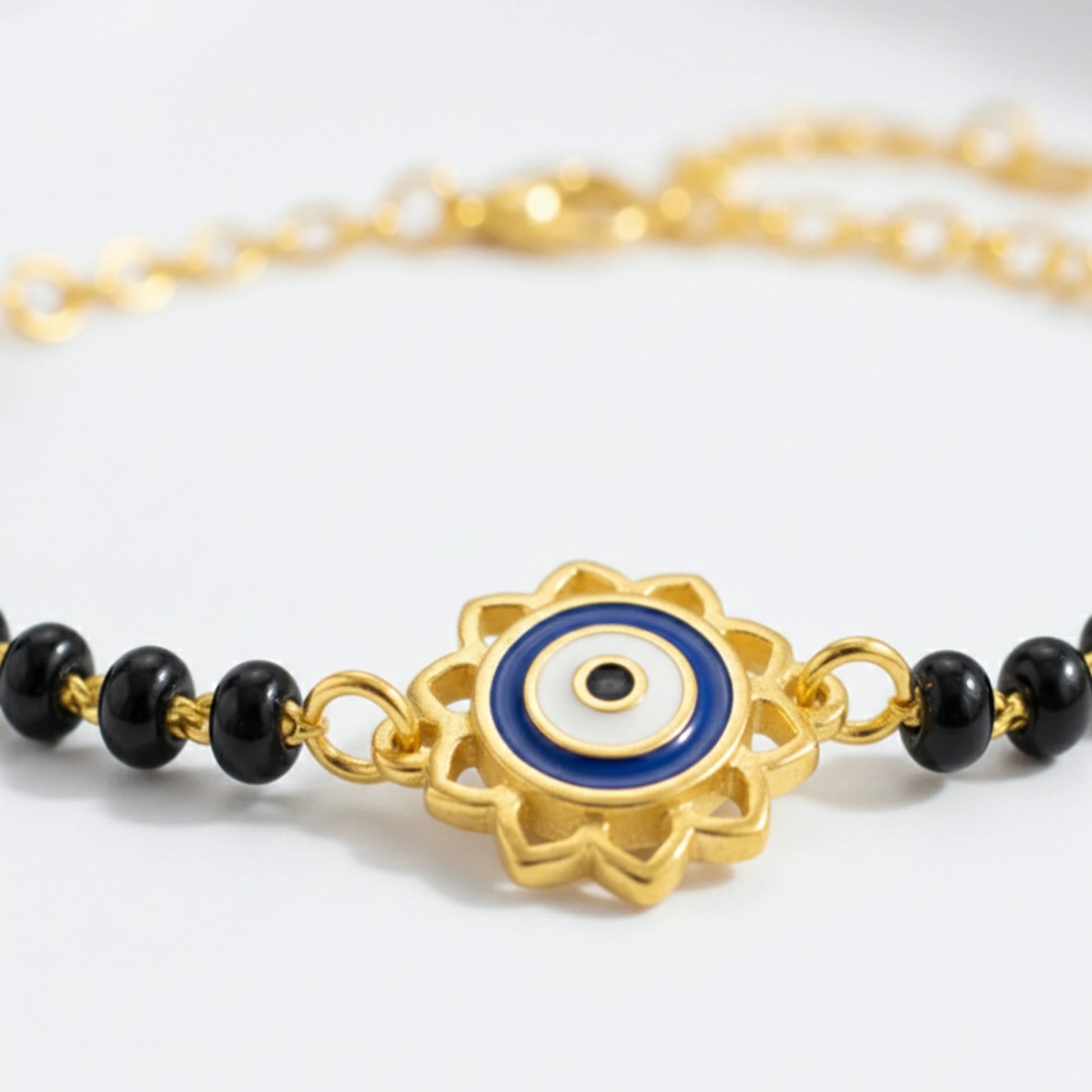 925 Sterling Silver Gold Plated Evil Eye Bracelet|| Ideal Gift For Girls & Women| Trendy Silver Gold Plated Bracelet| Adjustable & Lightweight| Hallmark 925 Silver