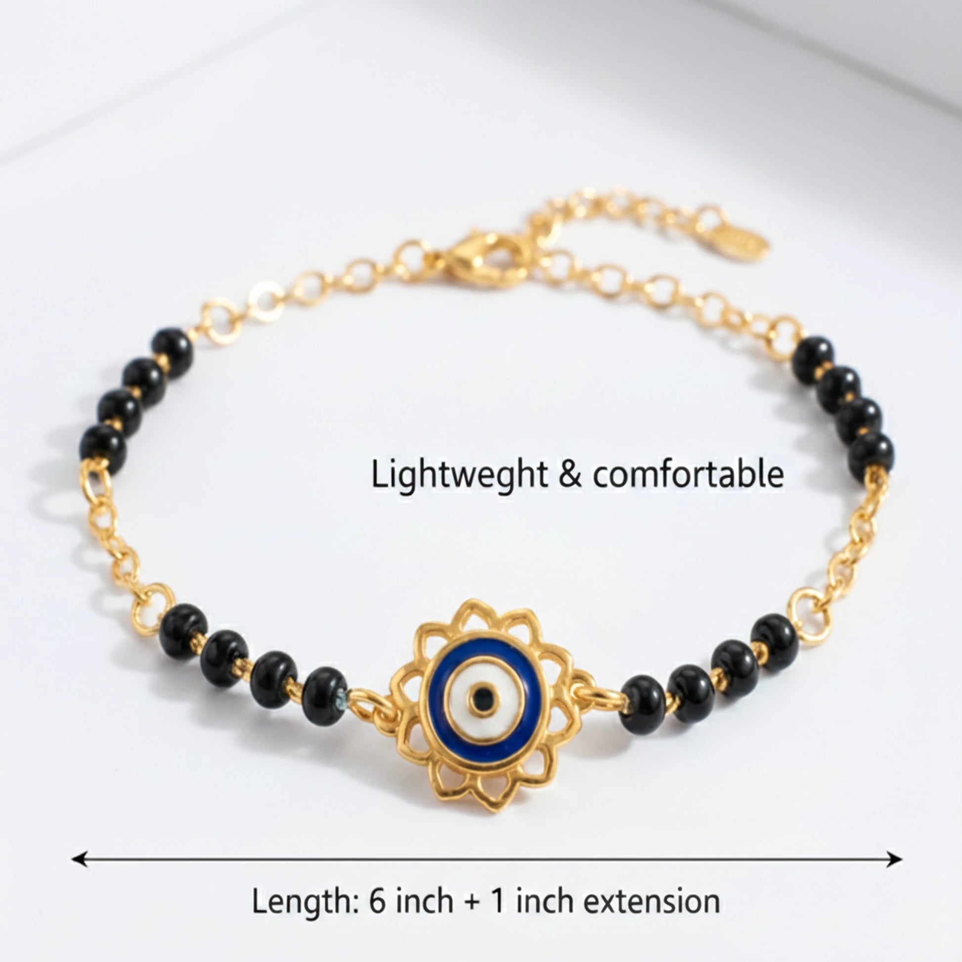 925 Sterling Silver Gold Plated Evil Eye Bracelet|| Ideal Gift For Girls & Women| Trendy Silver Gold Plated Bracelet| Adjustable & Lightweight| Hallmark 925 Silver