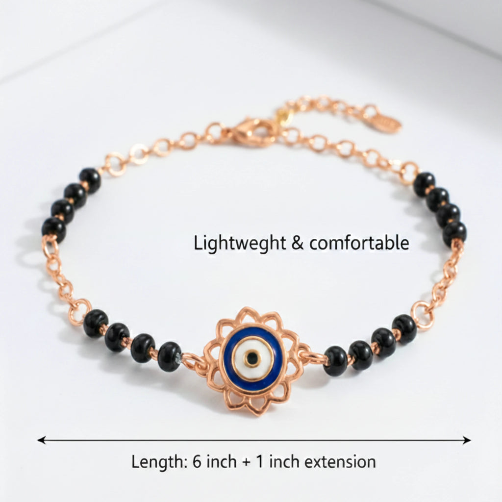 925 Sterling Silver Gold Plated Evil Eye Bracelet|| Ideal Gift For Girls & Women| Trendy Silver Gold Plated Bracelet| Adjustable & Lightweight| Hallmark 925 Silver