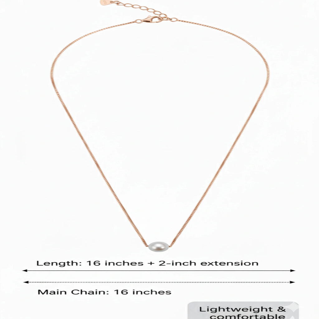 925 Sterling Silver Gold Plated Pearl Necklace| Ideal Gift For Girls & Women| Adjustable & Lightweight| Hallmark 925 Silver