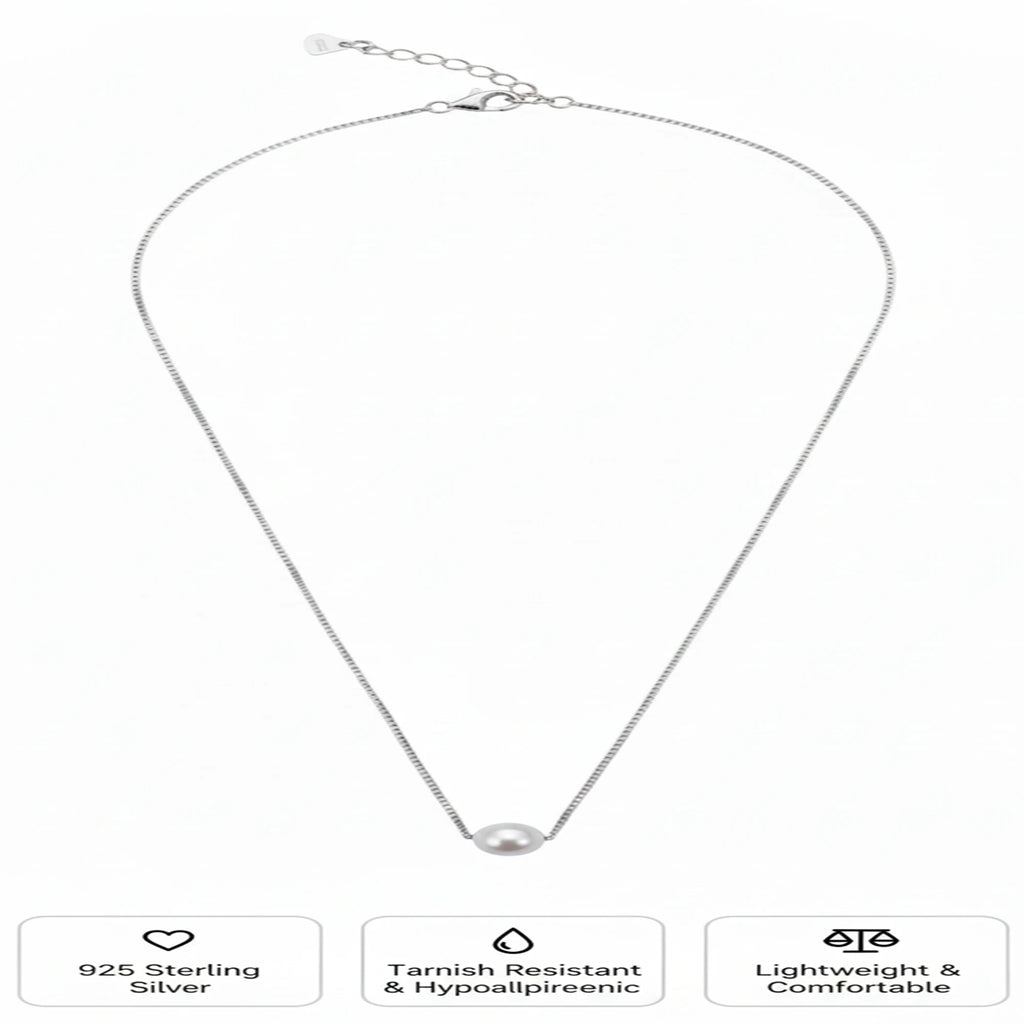 925 Sterling Silver Gold Plated Pearl Necklace| Ideal Gift For Girls & Women| Adjustable & Lightweight| Hallmark 925 Silver