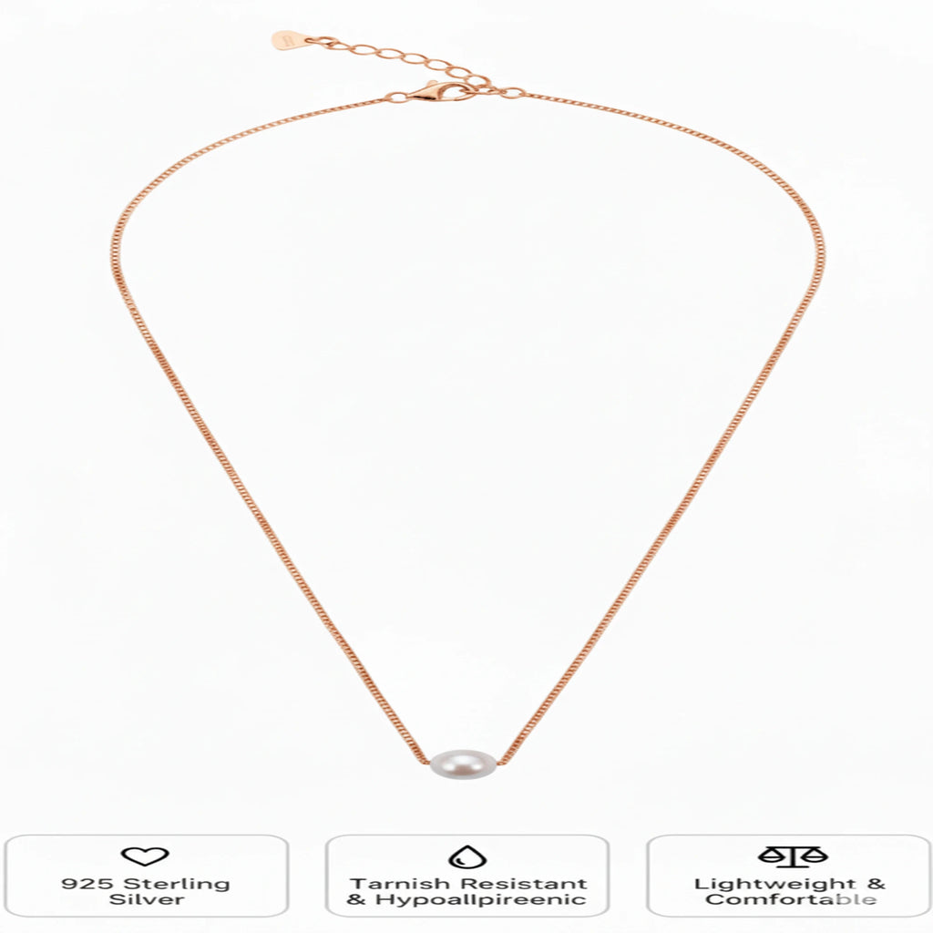 925 Sterling Silver Gold Plated Pearl Necklace| Ideal Gift For Girls & Women| Adjustable & Lightweight| Hallmark 925 Silver