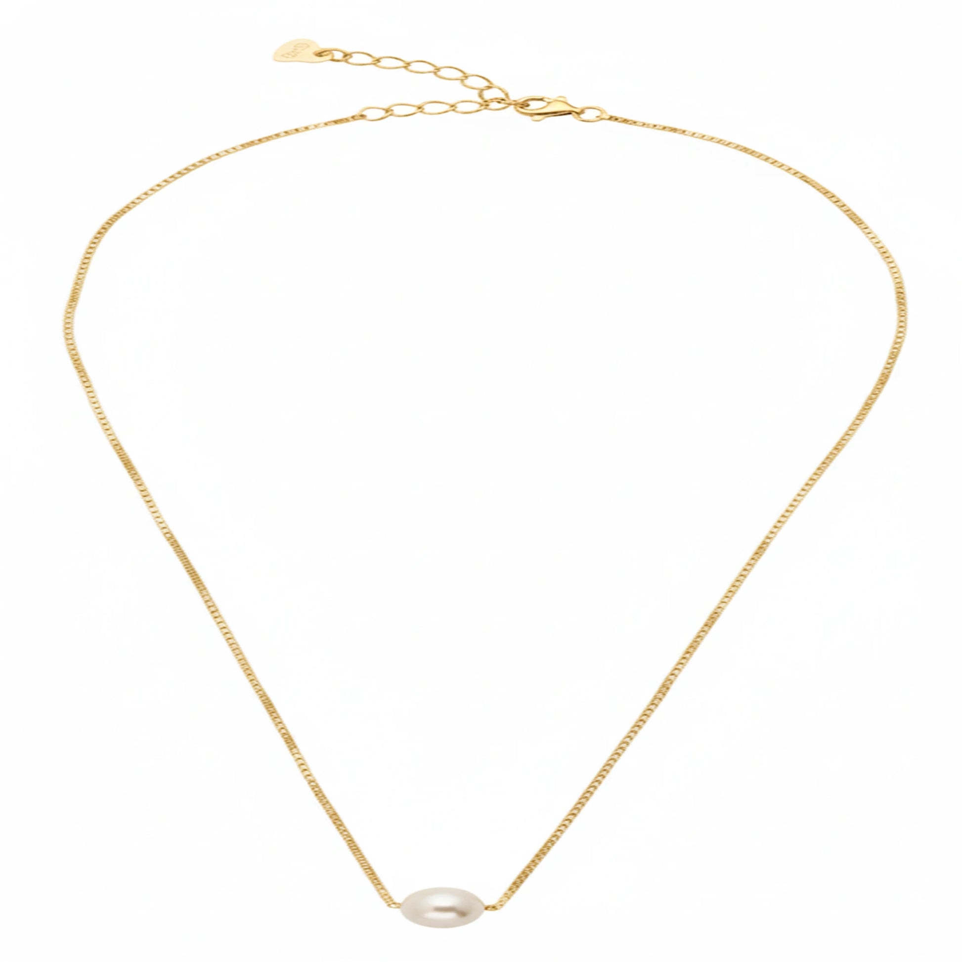 925 Sterling Silver Gold Plated Pearl Necklace| Ideal Gift For Girls & Women| Adjustable & Lightweight| Hallmark 925 Silver