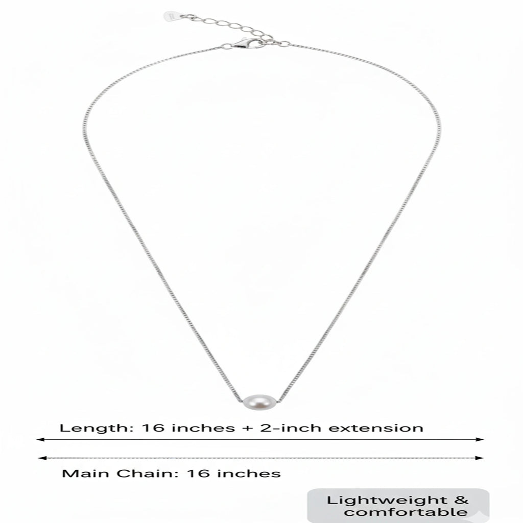 925 Sterling Silver Gold Plated Pearl Necklace| Ideal Gift For Girls & Women| Adjustable & Lightweight| Hallmark 925 Silver