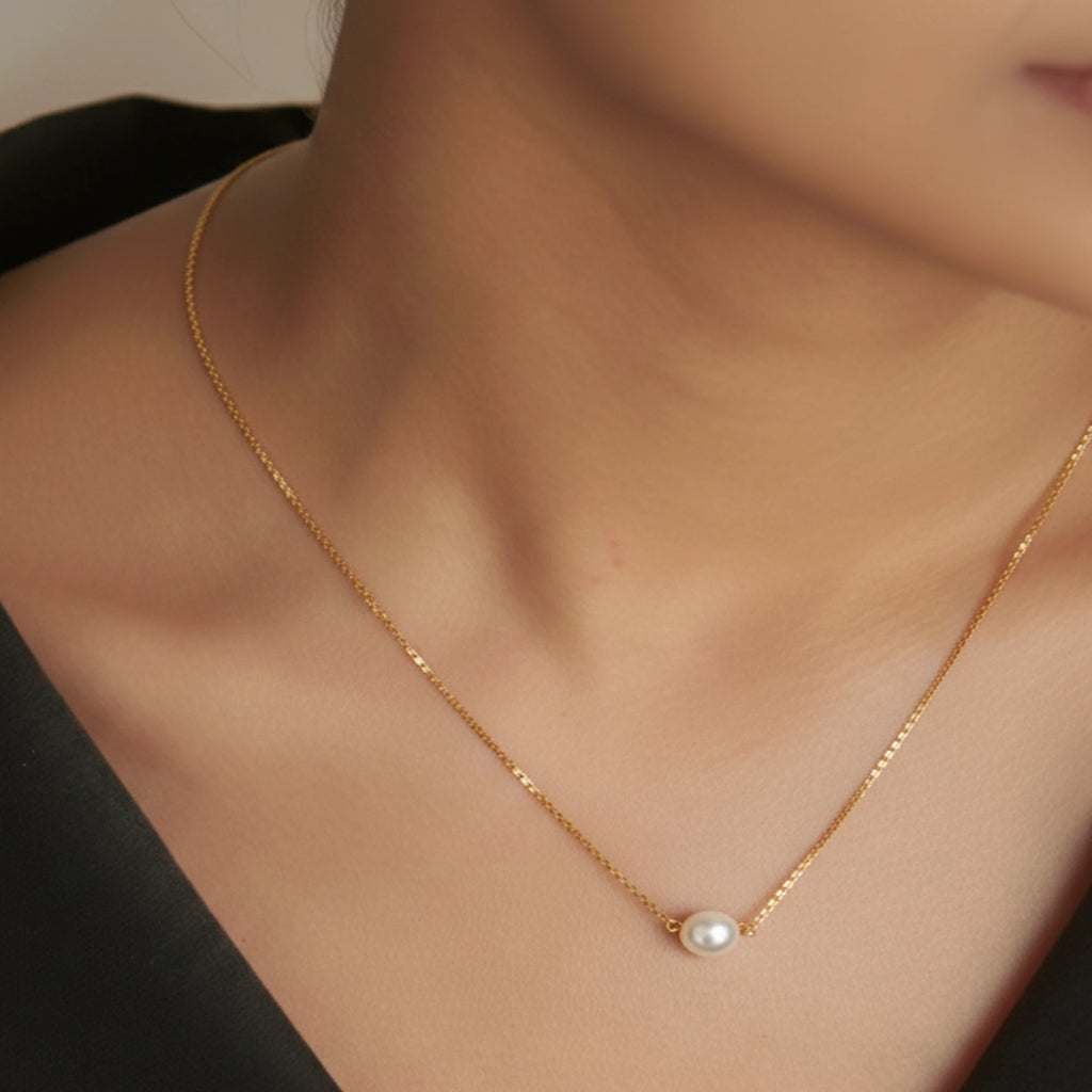 925 Sterling Silver Gold Plated Pearl Necklace| Ideal Gift For Girls & Women| Adjustable & Lightweight| Hallmark 925 Silver